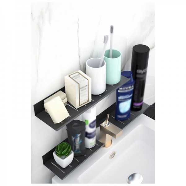 40cm X 8 cm + 30cm X 8 cmSİYAH BANYO MUTFAK DÜZENLEYİCİ PLEKSİ RAF SET (2Lİ SET )