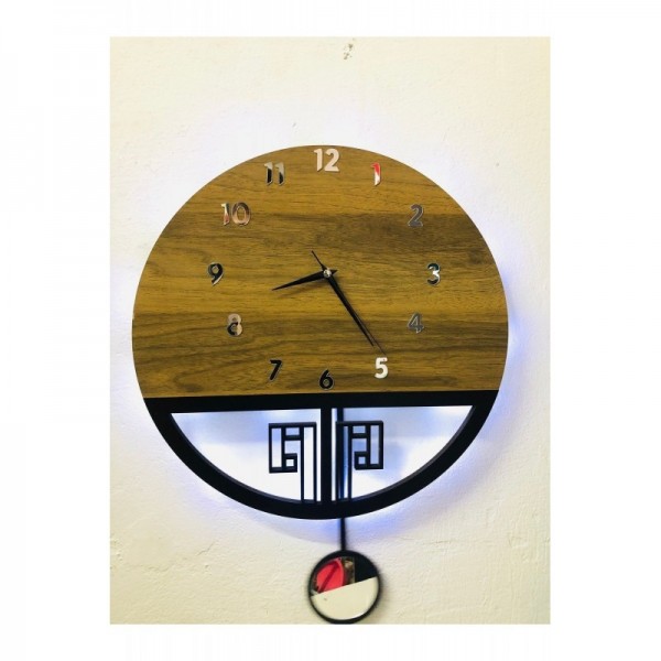 (TİKTAK SESLİ 3 KATLI (0,9CM)) SARKAÇLI AHŞAP DUVAR SAATİ, SARKAÇLI SAAT, WOODEN WALL CLOCK